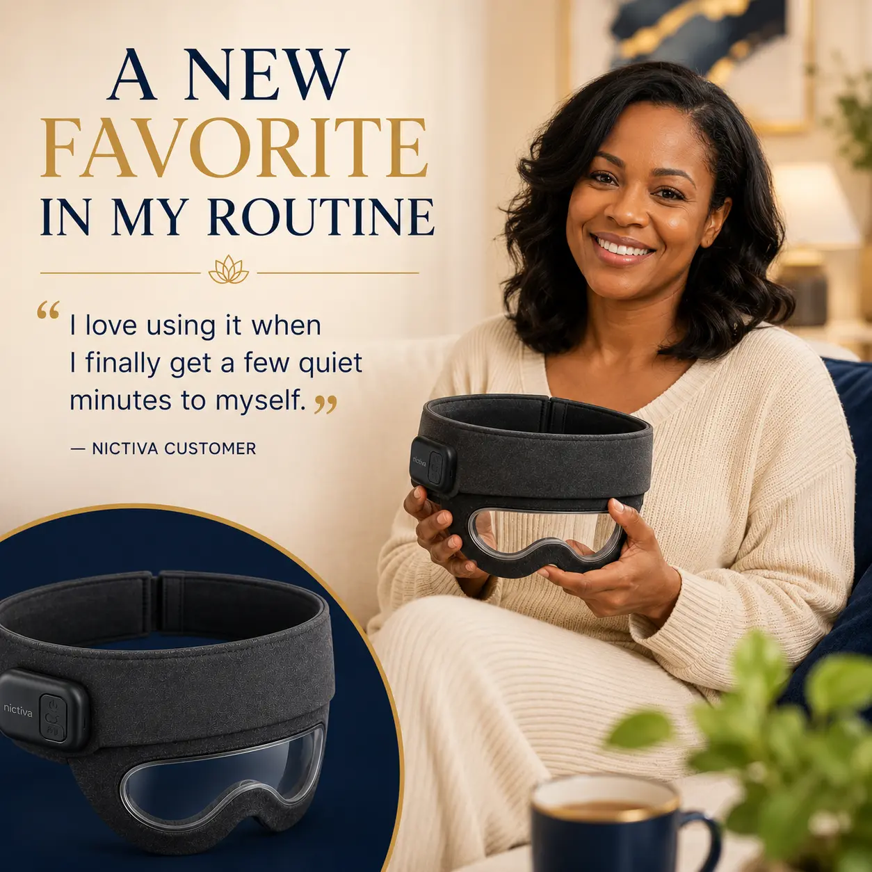 Customer holding the Nictiva Head Massager